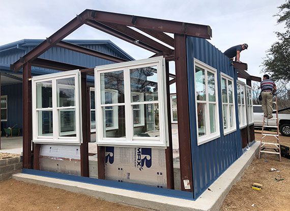 steel pool house texas