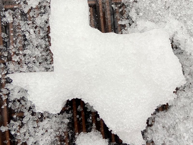 Ice in the shape of the state of Texas.